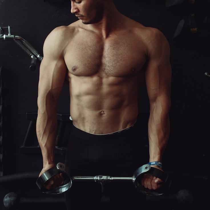 Interior of a professional gym with weight training equipment and mirrors
